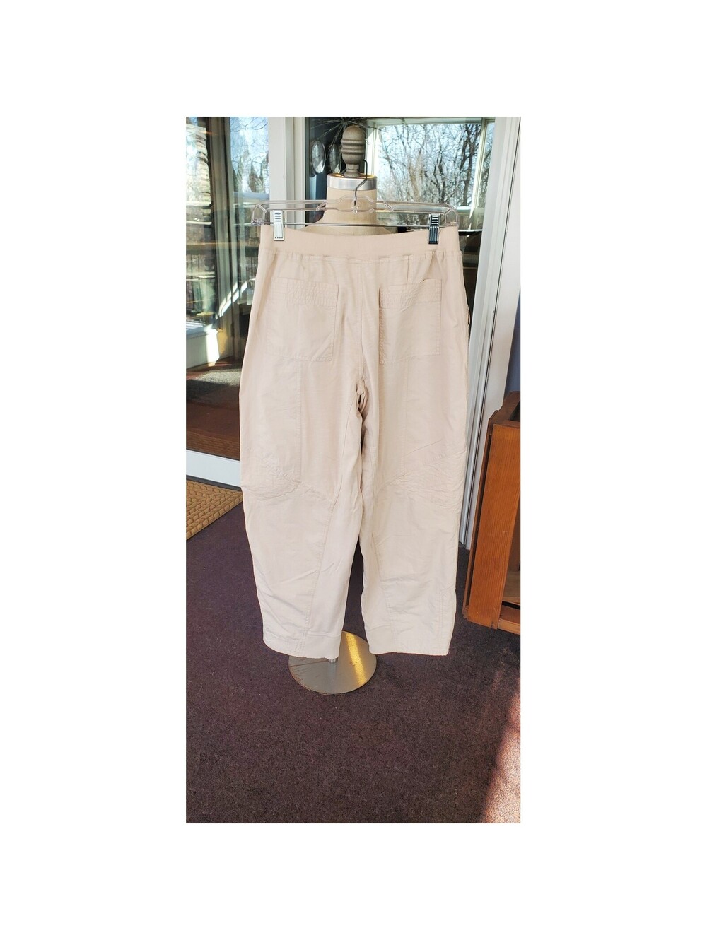 Daily Practice Beige Textured Cropped Pants Zipper Ankle Women's XXS